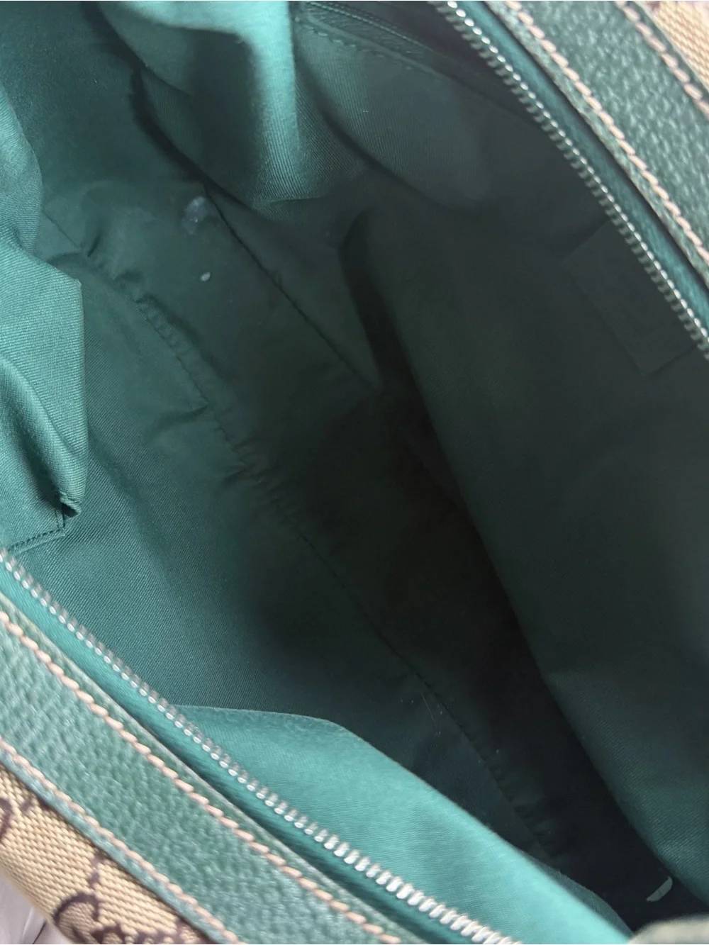 Gucci Beige Monogram Hobo with Green Trim